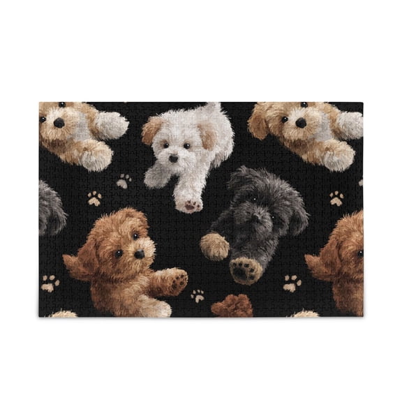 500 Piece Jigsaw Puzzle for Adults Cute Puppies Thick Wood-Paper Composite with Letter on Back Tight Interlock Challenging Home Decor Family Game Gift