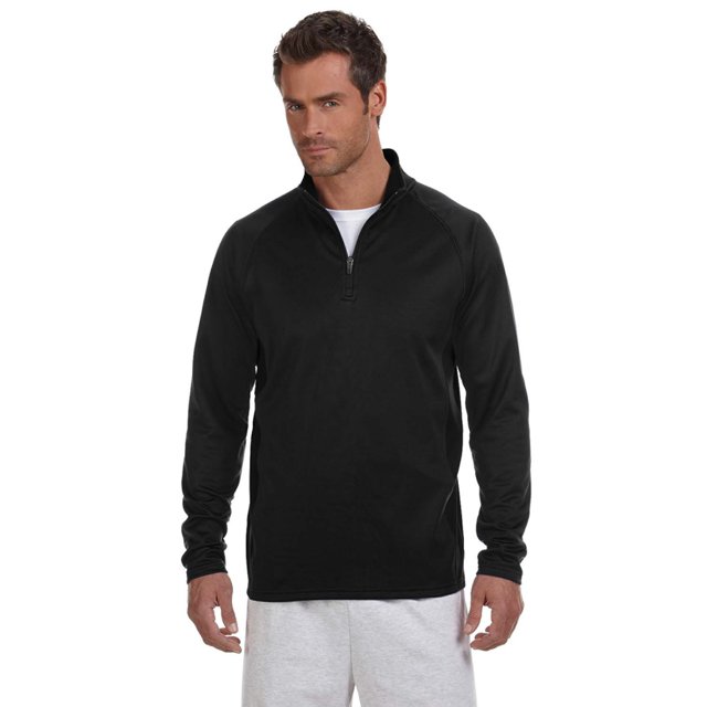 Chaqueta polar con cremallera de un cuarto para adultos NEGRO/ NEGRO L Campeón S230