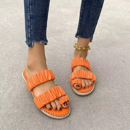 

Women Sandals Clearance 2023! Pejock Women s Flip-Flops Extremely Comfy Slides Sandals Car Stitching Hemp Rope Solid Color Flat Heel Back Hollow Low Top Slippers Non-Slip