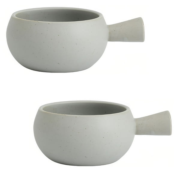 Qeeadeea Tasses à Bouillon, Bols à Soupe à l'Oignon Gratinée avec Poignées, Cocottes pour Soupe à l'Oignon Gratinée Allant au Four, Bol à Soupe pour Micro-Ondes, Tasse à Soupe - Gris Pâle - 500 ml, Ensemble de 2