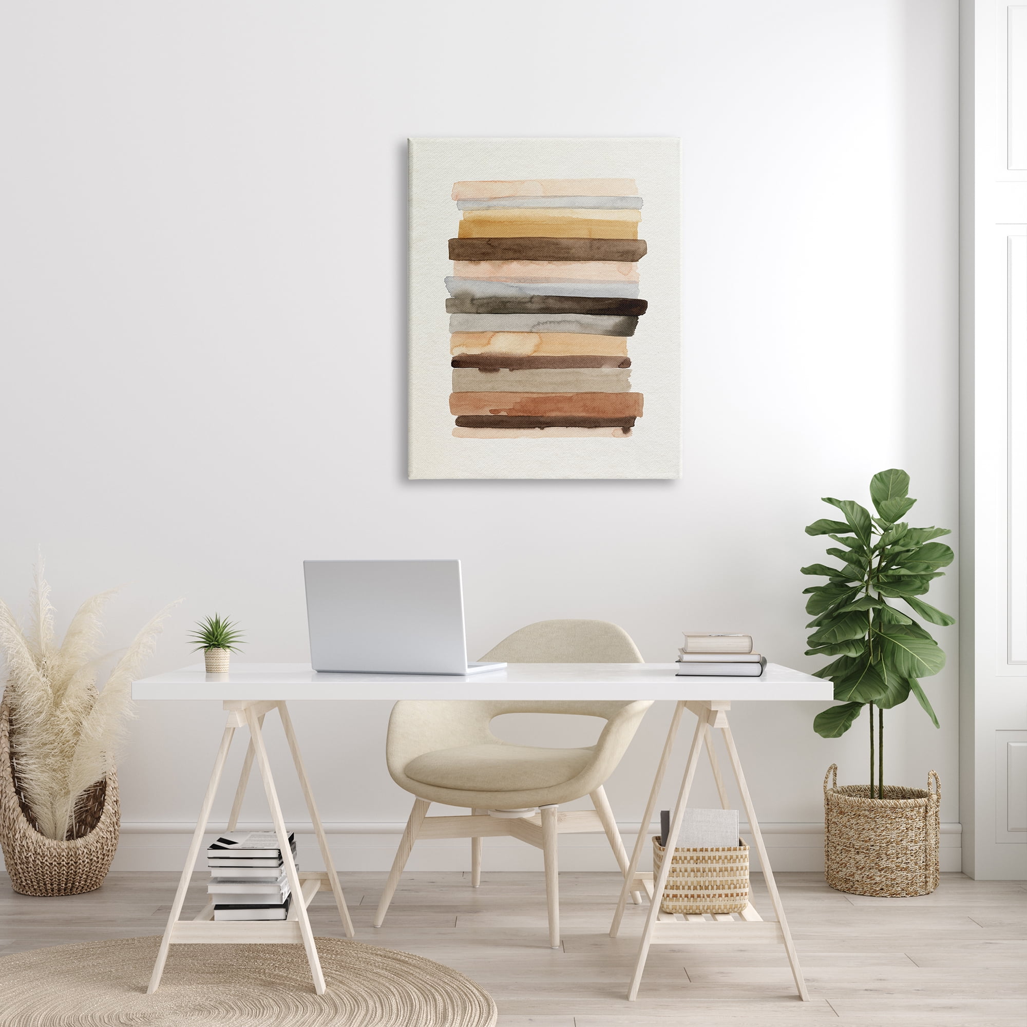 Stupell Industries Modern Color Abstraction Layered Earth Tone Shapes Abstract Painting Gallery Wrapped Canvas Print Wall Art, 30 x 40