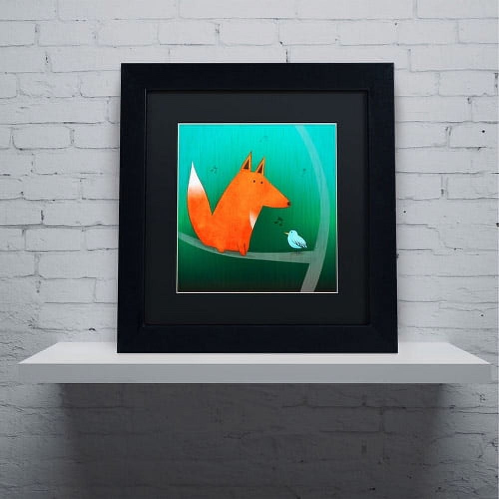 Trademark Fine Art "Fox in Tree" Canvas Art by Carla Martell, Black Matte, Black Frame