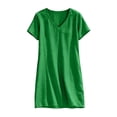 thumbnail image 3 of FRSASU Robe d'Été 100 % Coton pour Filles, Tendance, Col en V, Décontractée, Bohème, Robe Soleil, Printemps, Plage, Fluide, Vacances, Mini, Verte, 3 of 8