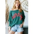 thumbnail image 2 of Chic Skobeloff Green Long Sleeve Top with Letter Print and Batwing Sleeves | [ZhiHiMeRi] | (US 8-10)M, 2 of 12