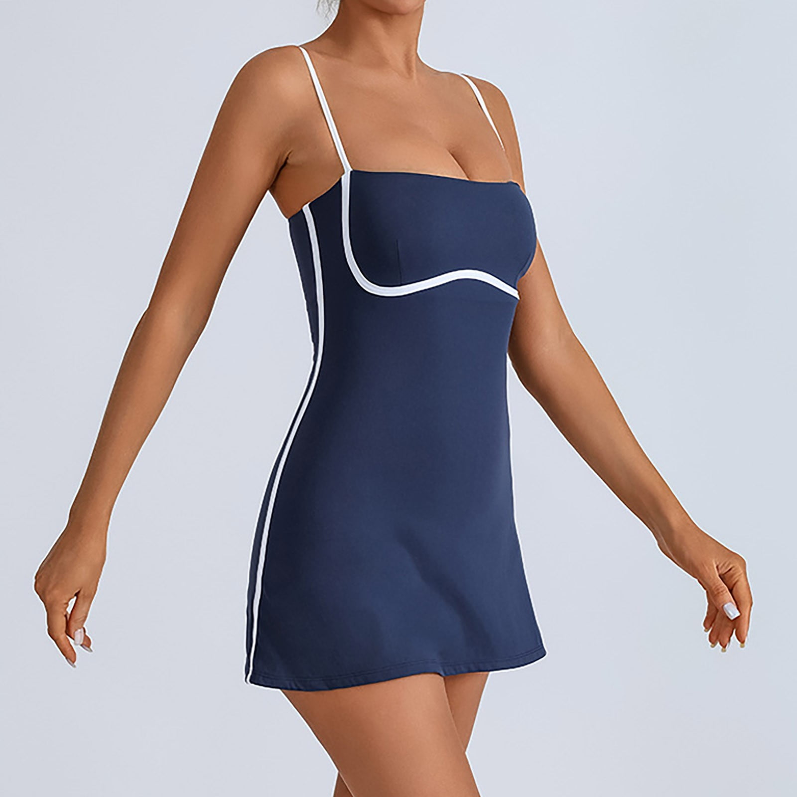 Jamsmile Womens Dress Sleeveless Spaghetti Strap Sleevless Summer Cami Dresses Casual Athletic Workout Training Dress