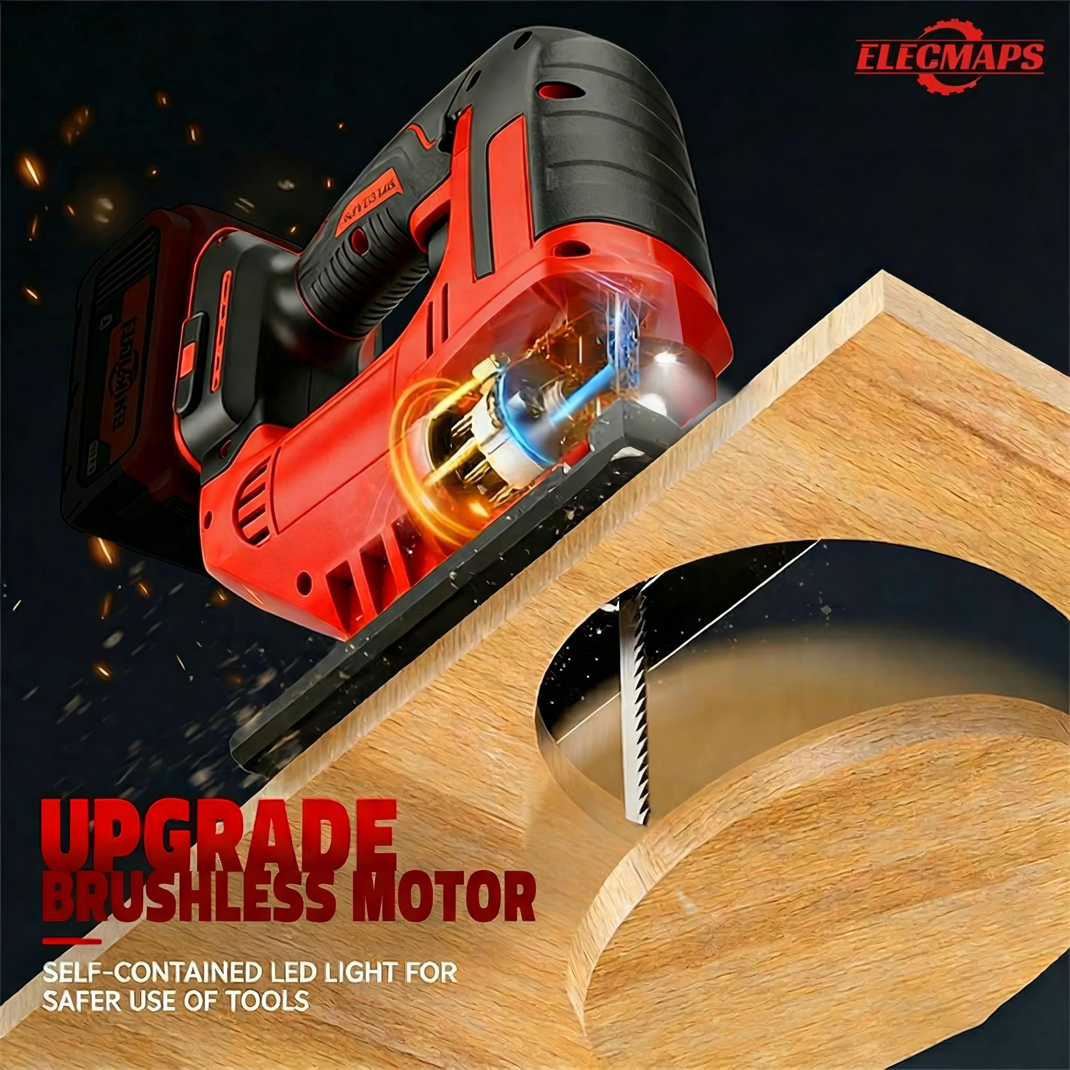 ELECMAPS Cordless Jigsaw 2700 SPM, Compatible with Milwaukee M18 Batteries, Multi-Blades for Wood Metal PVC Cutting (Battery Not Included)