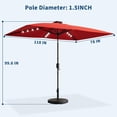 thumbnail image 3 of YUSAZENS 6.5x10FT Rectangular Patio Umbrella, Iron Frame, Polyester Fabric, Solar LED Lights, Garden Shade Red, 3 of 8