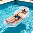 thumbnail image 4 of Adult Inflatable Pool Lounge Float Chair, Extra Thick Water Floating Mat with Headrest & Cup Holders, Relaxing Float for Swimming Pool Lake Beach - 68.9" x 29.5"(Clear), 4 of 5