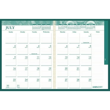 House of Doolittle 2835-09 MonoBright 11 x 8.5 100 Percent Recycled Monthly/Weekly Planner - Green/Gold Cover