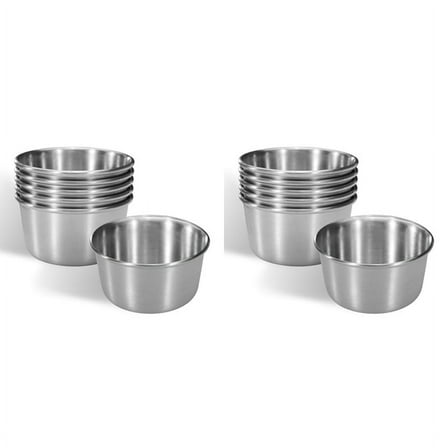 12Pcs 2 Oz Stainless Steel Dipping Sauce Cup, Mini Dip Bowls, Reusable Metal Condiment Cups Ramekins Containers (Silver)
