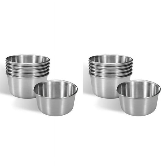 12Pcs 2 Oz Stainless Steel Dipping Sauce Cup, Mini Dip Bowls, Reusable Metal Condiment Cups Ramekins Containers (Silver)