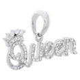 thumbnail image 2 of 10K White Gold Round Diamond Crown Queen Statement Pendant 0.65" Charm 1/6 CT., 2 of 6
