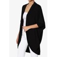 thumbnail image 3 of TheMoogan Women's Cocoon Draped Jersey Knit 3/4 Sleeve Oversized Open Front Cardigan, 3 of 7