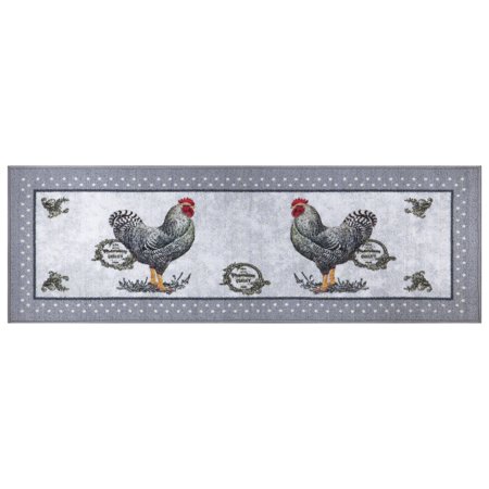 Ottomanson Daybreak Non-Slip Rubberback Rooster 2x5 Kitchen Runner Rug  20  x 59   Light Gray