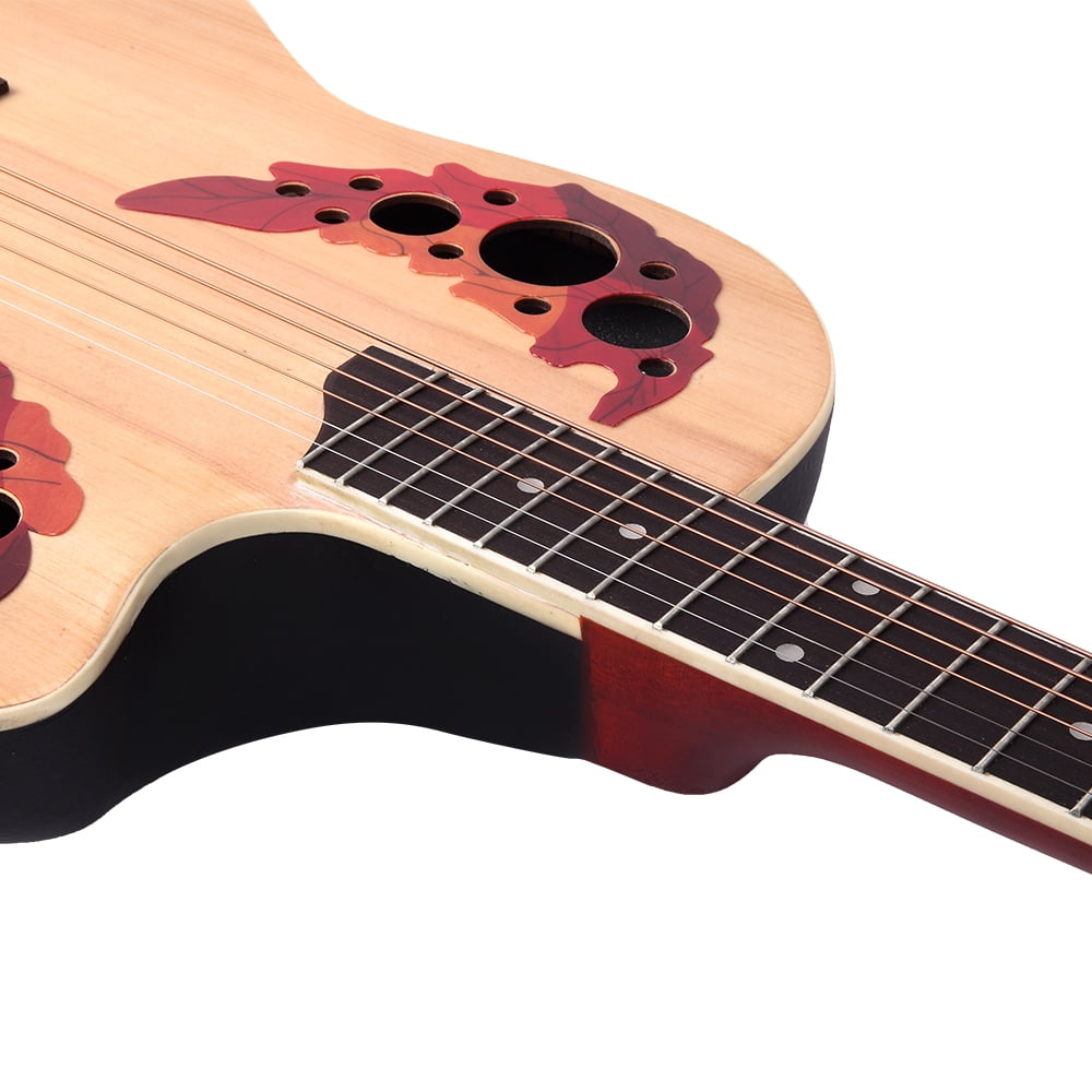 Tcbosik 41 Inch Cutawary Round Back Acoustic Guitar Spruce Top Grape Hole Burlywood