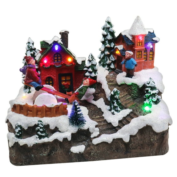 Christmas Village Rocking Seesaw Animated Pre-lit Winter Snow Town Perfect Addition to Your Christmas Indoor Decorations & Christmas Village Display