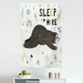 thumbnail image 1 of Funny Sloth Tapestry, Sleep More Lettering Crawling Floral Elements Pastel Print, Fabric Wall Hanging Decor for Bedroom Living Room Dorm, 5 Sizes, Charcoal Grey Multicolor, by Ambesonne, 1 of 1