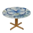 thumbnail image 3 of HAOXIT Blue Butterfly Tablecloth for Home Birthday Living Room Kitchen Round Table Cloth Flower Animals Table Cover 38-42, 3 of 8