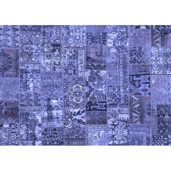 Ahgly Company Indoor Rectangle Abstract Blue Contemporary Area Rugs, 6' x 9'