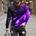 thumbnail image 5 of ZCFZJW 3D Falling Stars Print Long Sleeve Graphic T-Shirts for Men Big and Tall Regular Fit Casual Round Neck Pullover Sweatshirts Trendy Athletic Workout Tees Tops Purple XXL, 5 of 5