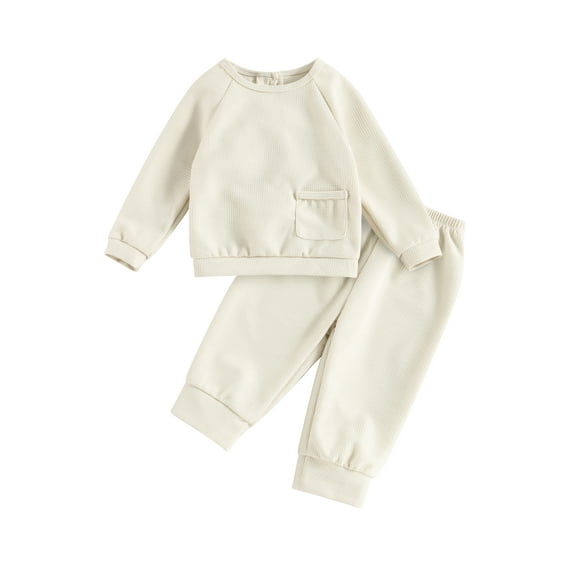 Bagilaanoe Toddler Baby Boy Long Pants Set Long Sleeve Sweatshirt Pullover Tops + Sweatpants 6M 12M 18M 24M 3T Kids Casual Sweatsuits