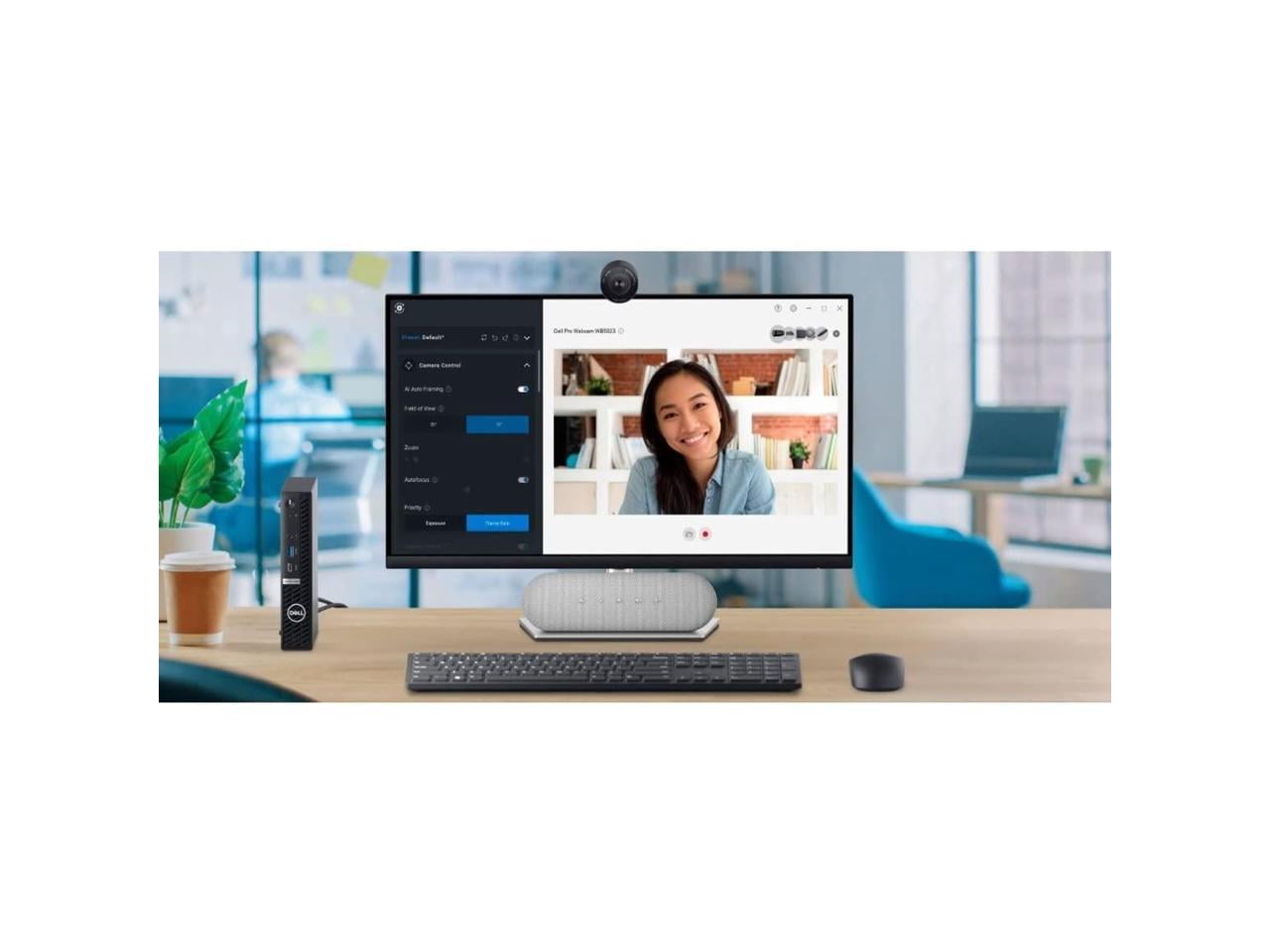 Dell WB5023 Webcam - 60 fps - USB 2.0 Type A - 2560 x 1440 Video - CMOS Sensor - Auto-focus - 4x Digital Zoom - Microphone - Display Screen, Computer, Monitor