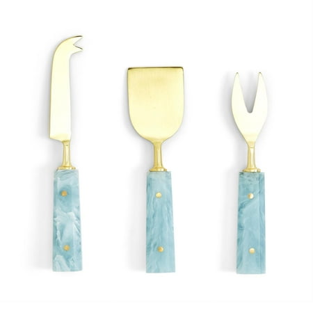 

Two s Company Set of 3 Aqua Swirl Handle Cheese Knives in Gift Box (53244)
