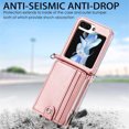 thumbnail image 4 of ELEHOLD for Samsung Galaxy Z Flip 6 Case, Leather Flip Detachable Card Holder Adjustable Cross-Body Strap Hinge Protection Shockproof Full Body Protective Case for Samsung Galaxy Z Flip 6,Rosegold, 4 of 9