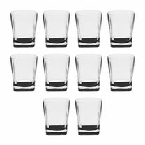 10 Verona Whiskey Glasses Set, 11 oz. - Durable, Thick Base, Color Bottom, Barware - Black