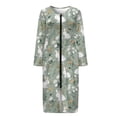 thumbnail image 5 of Whosucclay Green Bunny Rabbit Daisy Print Womens House Dress Zip Up Robe Nightgowns Comfy House Coats Full Length Sleepwear Long Sleeve Bathrobe with 2 Pockets, XL, 5 of 6