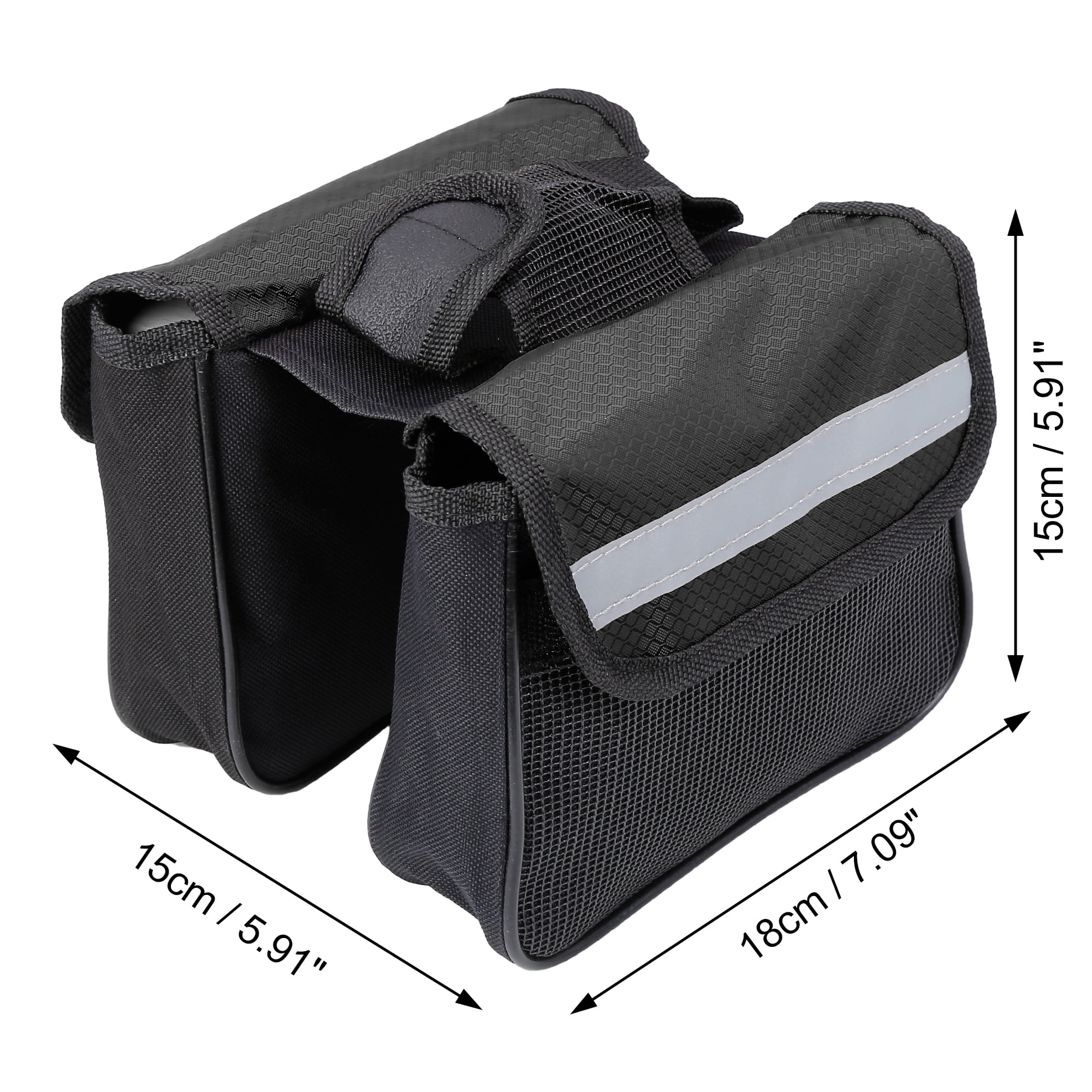 Unique Bargains 7.09x5.91x5.91in Bike Saddlebag Frame Bag Tool Pouch Black