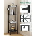 thumbnail image 5 of Black Leaning Ladder Bookshelf With 2 Hooks For Home Office Living Room Kitchen Bedroom Industrial Style, 5 of 8
