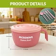thumbnail image 3 of 45oz Microwave Ramen Bowl Set, 5-Piece Polypropylene Material, Microwave Pasta Cooker, Dorm Essential Gift, Pink, 3 of 7