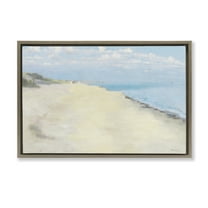 Stupell Industries Solemn Beach Tide Landscape & Nature Painting Brown Floater Framed Canvas Art Print Wall Art, 31 x 21