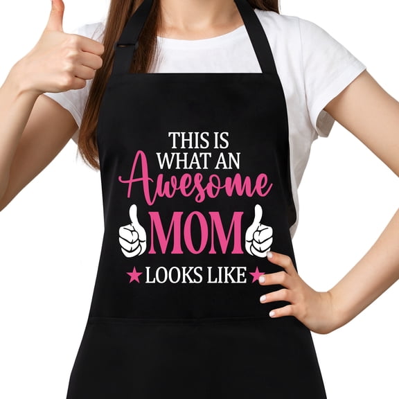 AOWOO Funny Aprons for Women, Awesome Mom BBQ Grill Kitchen Apron with Pockets, Adjustable Chef Apron Cooking Gift for Mother's Day Birthday Christmas, Daddy Gifts from Daughter Son Husband