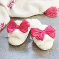 thumbnail image 3 of Women's Plush and Cozy Slide House Slippers, Warm Luxury, White/Hot Pink Bow, 3 of 4