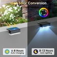 thumbnail image 2 of 8PK  Fence Lights Outdoor - Warm White & RGB 6 Color, Dusk to  Deck Light, IP65 Waterproof Garden Lights for Outside/Backyard/Railing/Step//Wall, 2 of 5