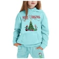 thumbnail image 2 of Gunia Girls Christmas Outfits Kids Sweatsuits Christmas Reindeer Hoodie Set Children Two Piece Set Long Sleeved Hoodie And Sweatpants Girl Outfit,Sky Blue 4-5 Years, 2 of 3