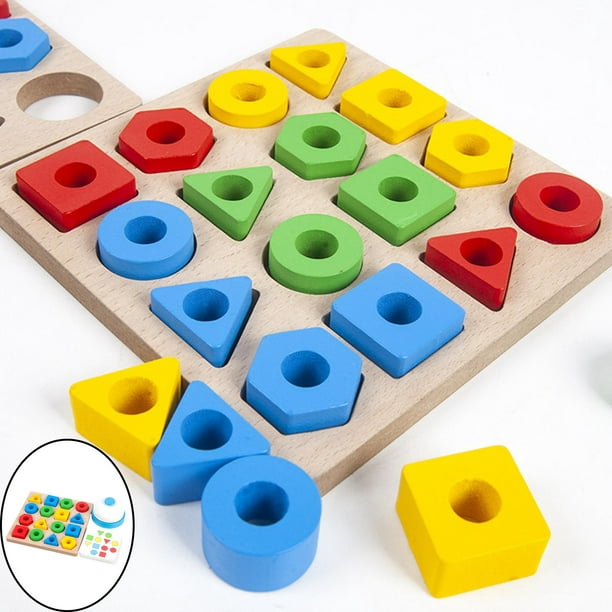 Puzzle en bois pour tout-petits - EJ.LIFE - Formes géométriques - Jouet  éducatif précoce