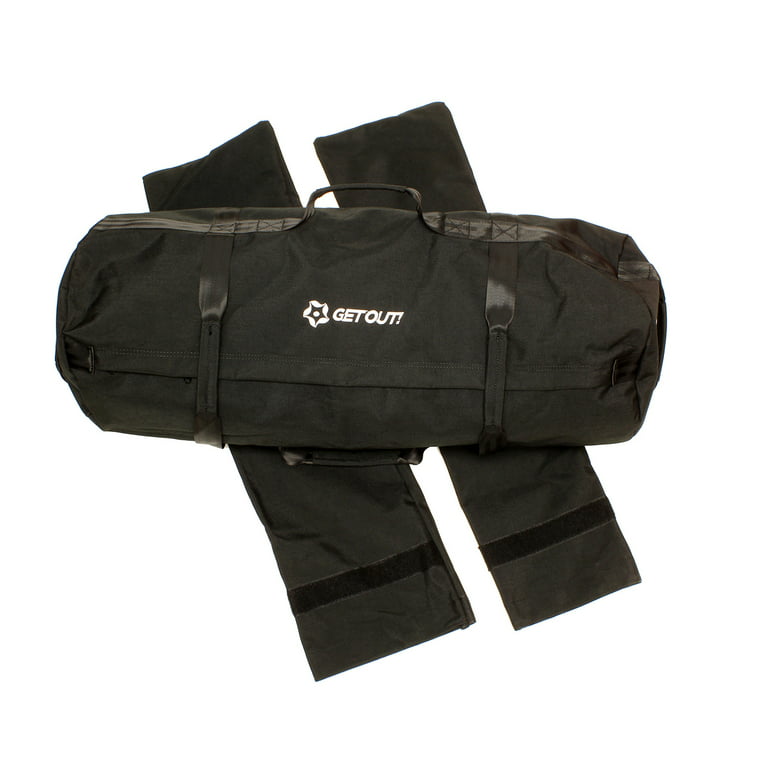 Get Out! Sandbag Workout Bag - 50 to 125lb Black Exercise Sand Bags with  Handles 