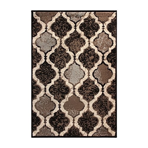 Alfombra de área interior de trellis geométrico moderno de Viking Superior con respaldo de ye de yute, 3 'x 5', chocolate Superior Ver descripción