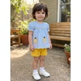 thumbnail image 5 of Caoirhny Kids Little Girls Back to School Outfit 2 T 3T 4T5T 6T 7T 8T Short Sleeve Crew Neck Pencil Plaid T-shirt with Shorts Summer Clothes Set, 5 of 9