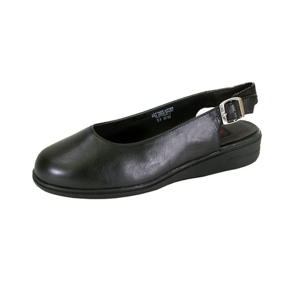 24 HOUR COMFORT Lucille Wide Width Closed Toe Leather Slingback BLACK 5