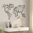 Metal World Map Wall Art 100 x 60 cm, Black World Metal Map Wall Decor