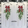 thumbnail image 4 of Artificial Christmas Teardrop Swag 19.69 Inch Winter Greenery Garland with Red Berries Bow Cedar Pine Xmas Door Swag for Front Door Wall Hanging Indoor Outdoor Fireplace Decor, 4 of 6
