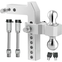 Adjustable Trailer Hitch, Fit for 2.5 Inch Receiver, 8-Inch Drop/Rise, Aluminum Drop Hitch, 20000 LBS GTW - Tow Hitch for Trailer, Stainless Steel Tow Balls (2" & 2-5/16") with Double Locks