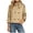 Khaki, variant on Women's Fall High Collar Trench Coat Lightweight Double Breasted Short Jacket with Pockets Casual Solid Color Tab Cuff Long Sleeve Coat with Belt S