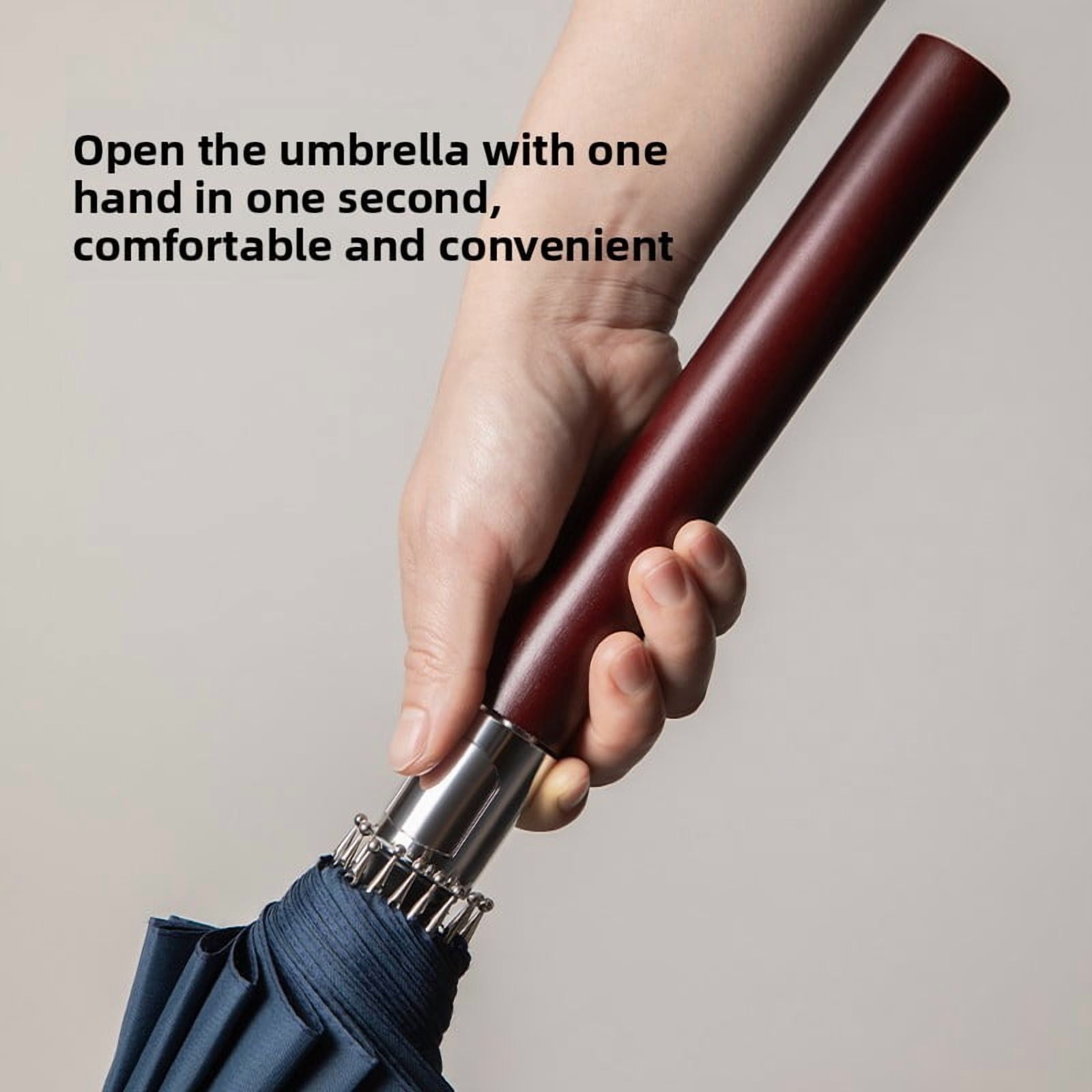 Light luxury wooden long-handled business umbrella, strengthen windproof, increase umbrella surface, simple color matching, 24-bone long-handled umbrella.