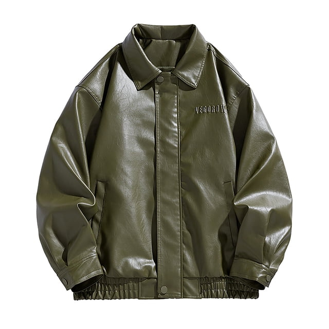 Men's Faux Leather Motorcycle Jacket - Casual Riding Coat with Multiple Pockets, Windproof Full Sleeve Design for Fall Winter, Classic Biker Style Outerwear