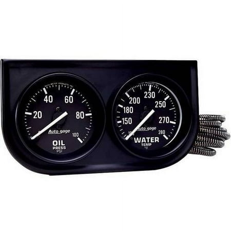 AUTO METER 2392 2IN 2 GAUGE CONSOLE, OIL/ WATER, MECH, BLACK